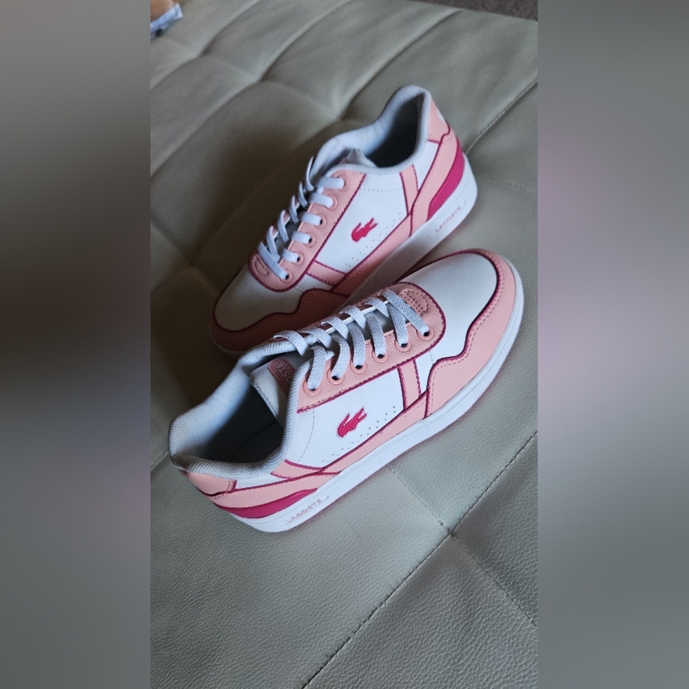 Lacoste Women's Pink and White Casual Sneakers